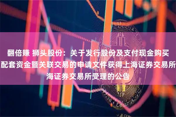 翻倍赚 狮头股份：关于发行股份及支付现金购买资产并募集配套资金暨关联交易的申请文件获得上海证券交易所受理的公告