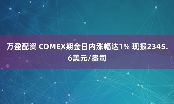 万盈配资 COMEX期金日内涨幅达1% 现报2345.6美元/盎司